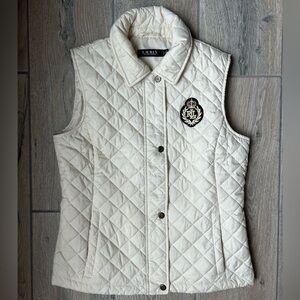 Ralph Lauren White/Cream Quilted Crest Patch Vest